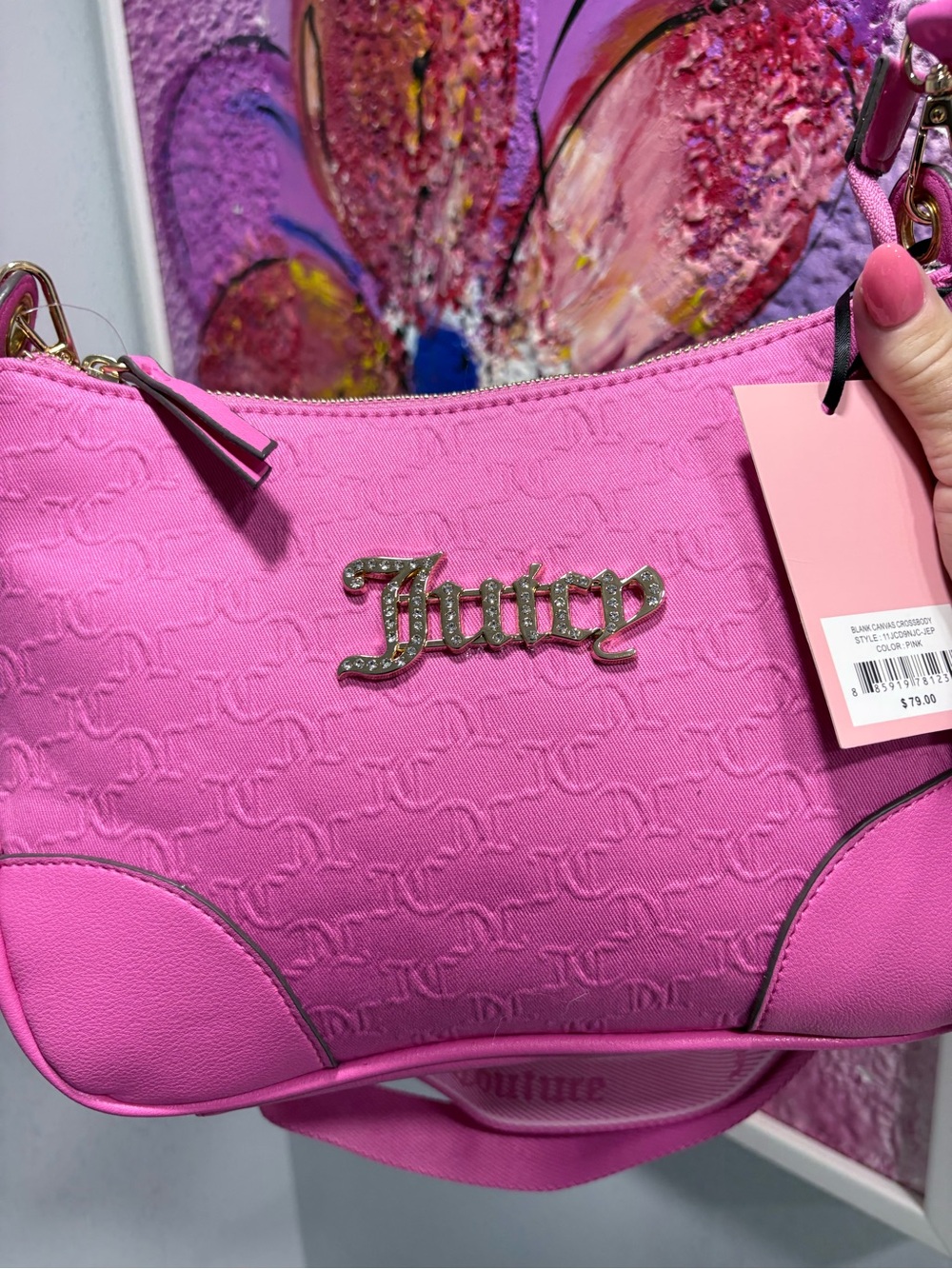 Juicy Couture Hot Pink Embossed Shoulder Bag